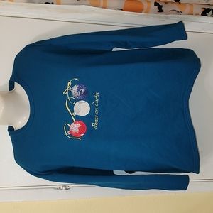 Endless Designs vintage pullover sweater Peace On Earth embroidered ornaments